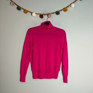 J. Crew merino wool blend hot pink turtleneck sweater